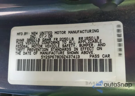2009 Pontiac Vibe from USA, damaged, VIN 5Y2SP67809Z437413